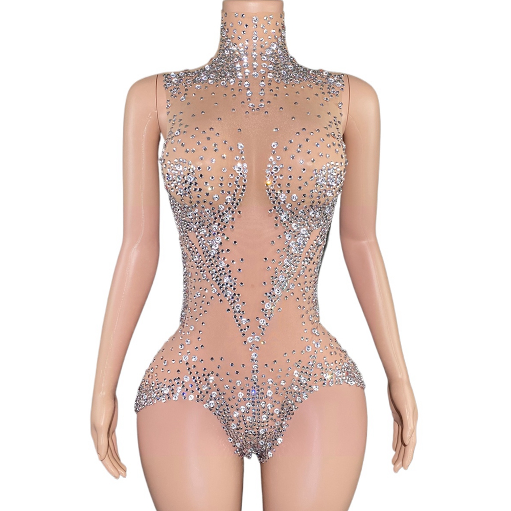 Board Game Yogi - Sparkly Rhinestones Bodysuit for Women Sexy